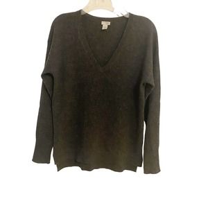 Halogen V-Neck Cashmere Sweater, Women's Small, Heather Charcoal, Lightweight